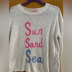 Lilly Pulitzer Medium ‘Sun, Sand Sea’ Women's White Sweater minor piling picture